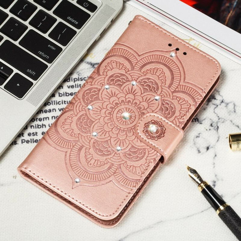 Capa Folio Para Samsung Galaxy A30 Mandala E Diamantes