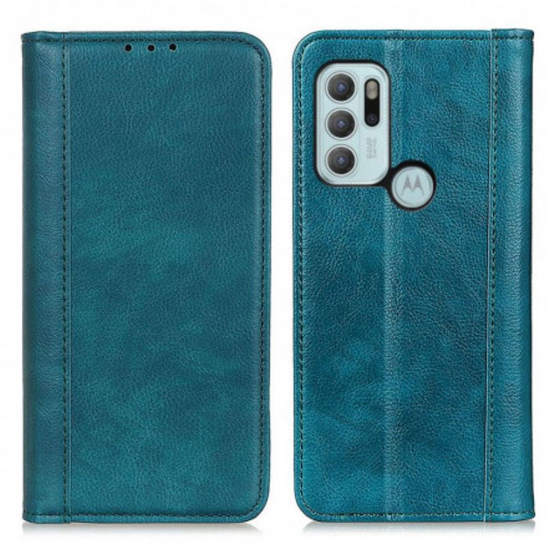 Capa De Celular Para Moto G60S Flip Versão Couro Rachado Lichia
