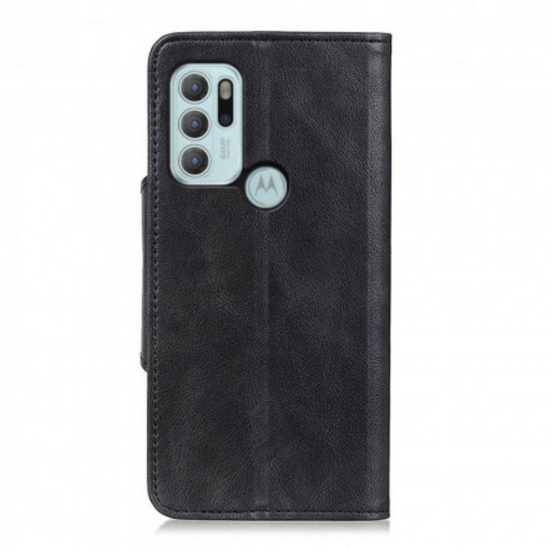 Capa De Couro Para Moto G60S Botão De Couro Falso