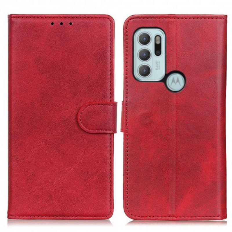 Capa Folio Para Moto G60S Efeito De Couro Fosco