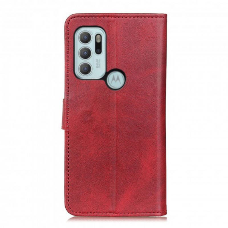 Capa Folio Para Moto G60S Efeito De Couro Fosco