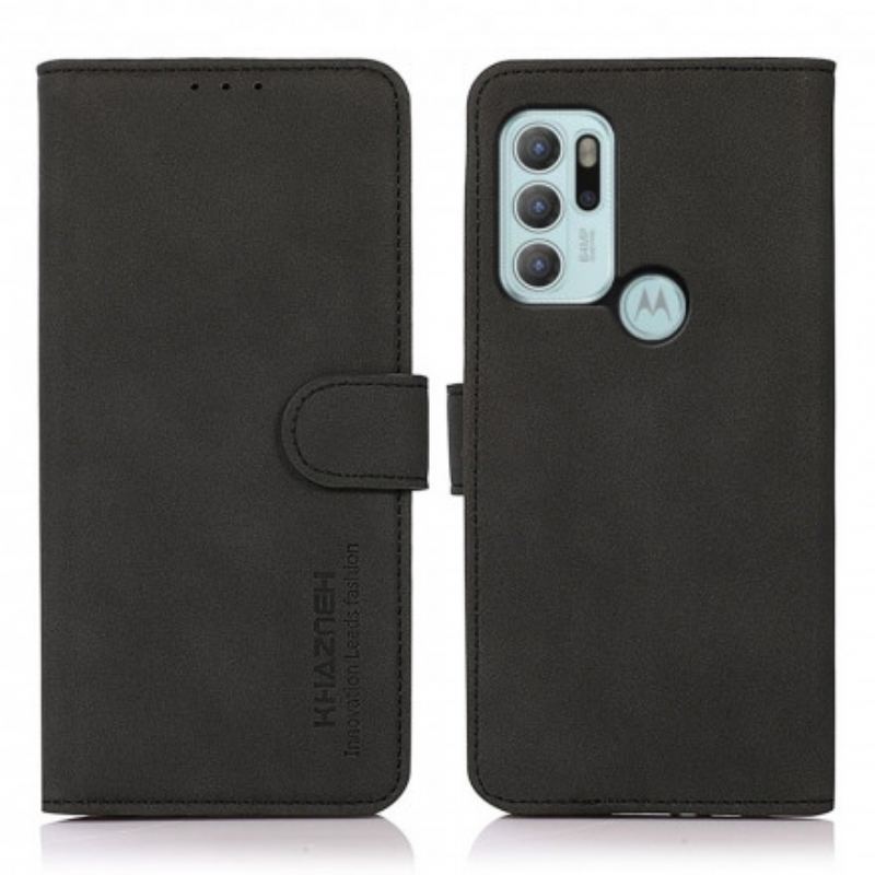 Capa Folio Para Moto G60S Efeito Couro Texturizado Khazneh