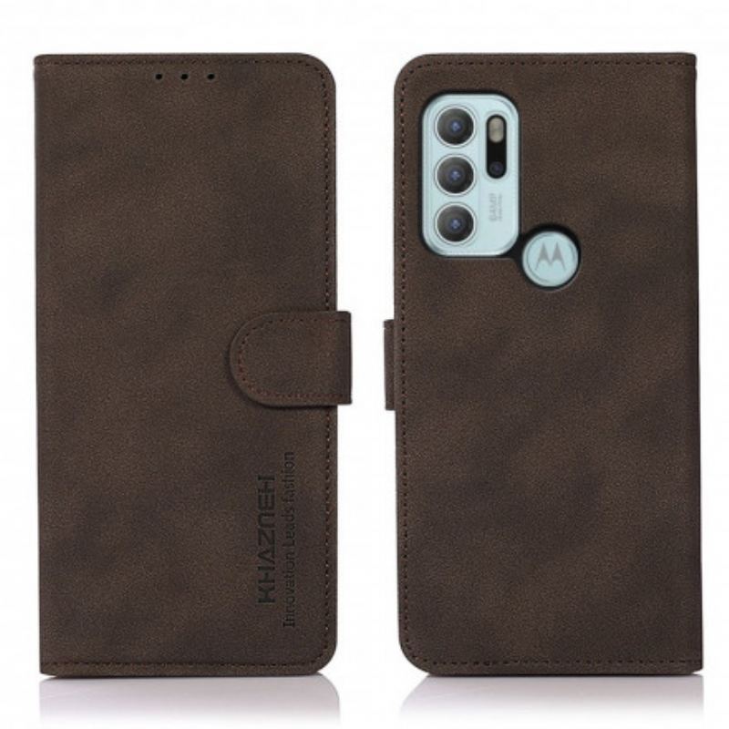 Capa Folio Para Moto G60S Efeito Couro Texturizado Khazneh