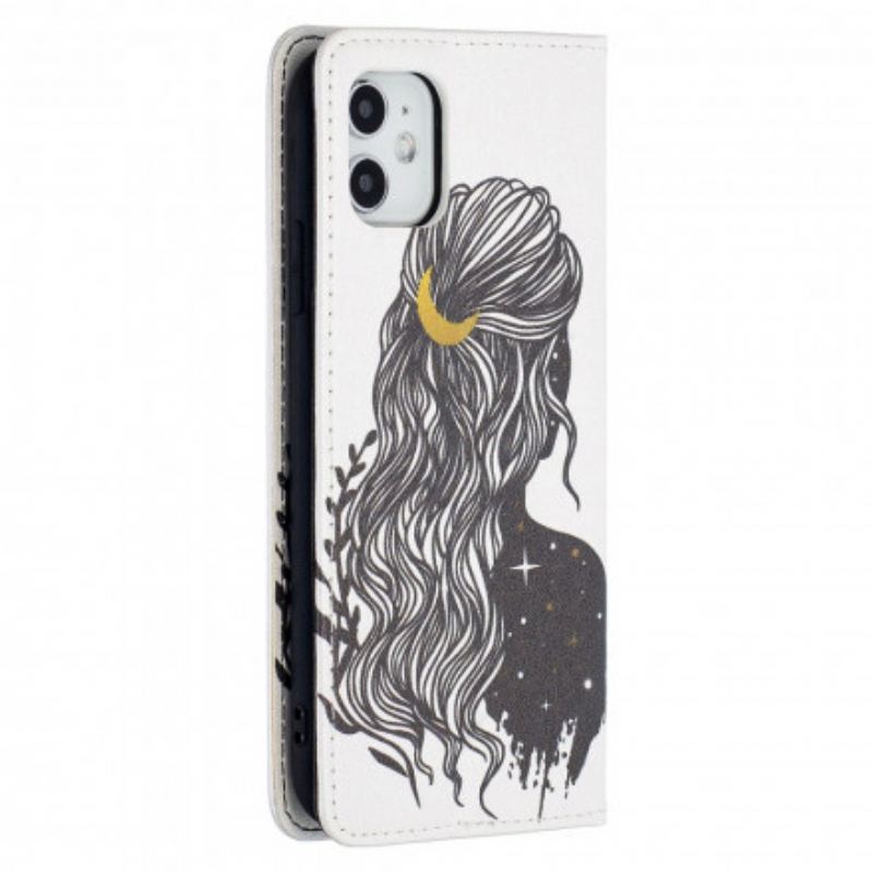 Capa De Celular Para iPhone 11 Flip Cabelo Bonito