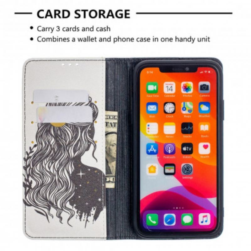 Capa De Celular Para iPhone 11 Flip Cabelo Bonito