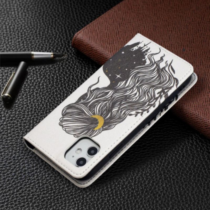 Capa De Celular Para iPhone 11 Flip Cabelo Bonito