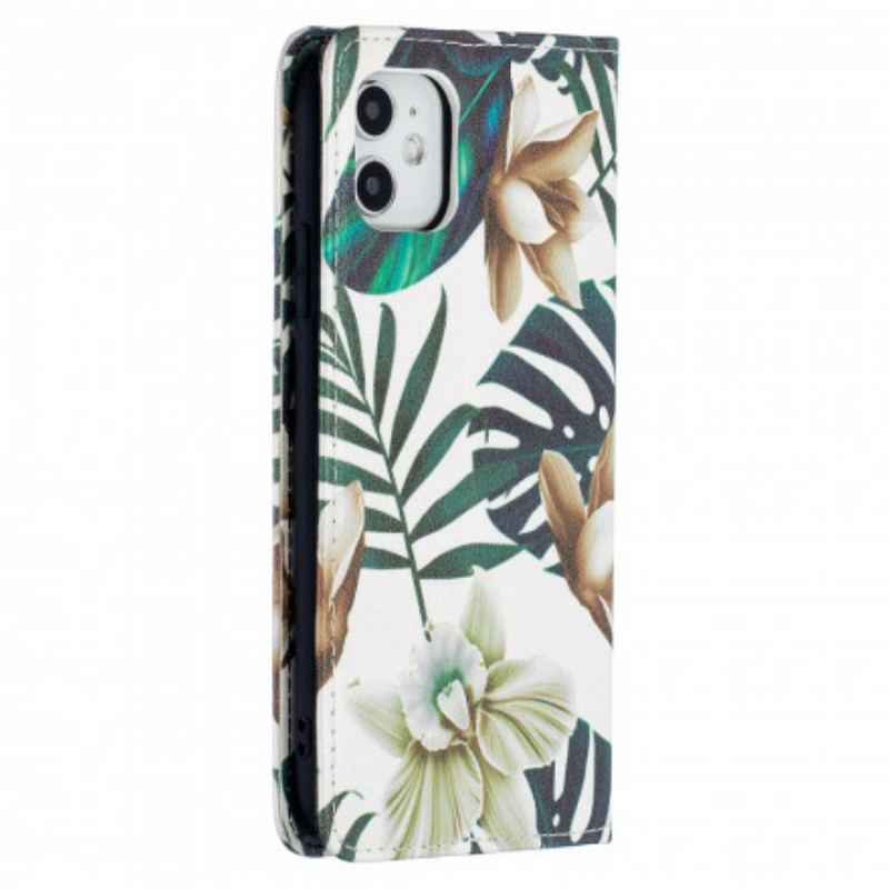 Capa De Celular Para iPhone 11 Flip Folhas
