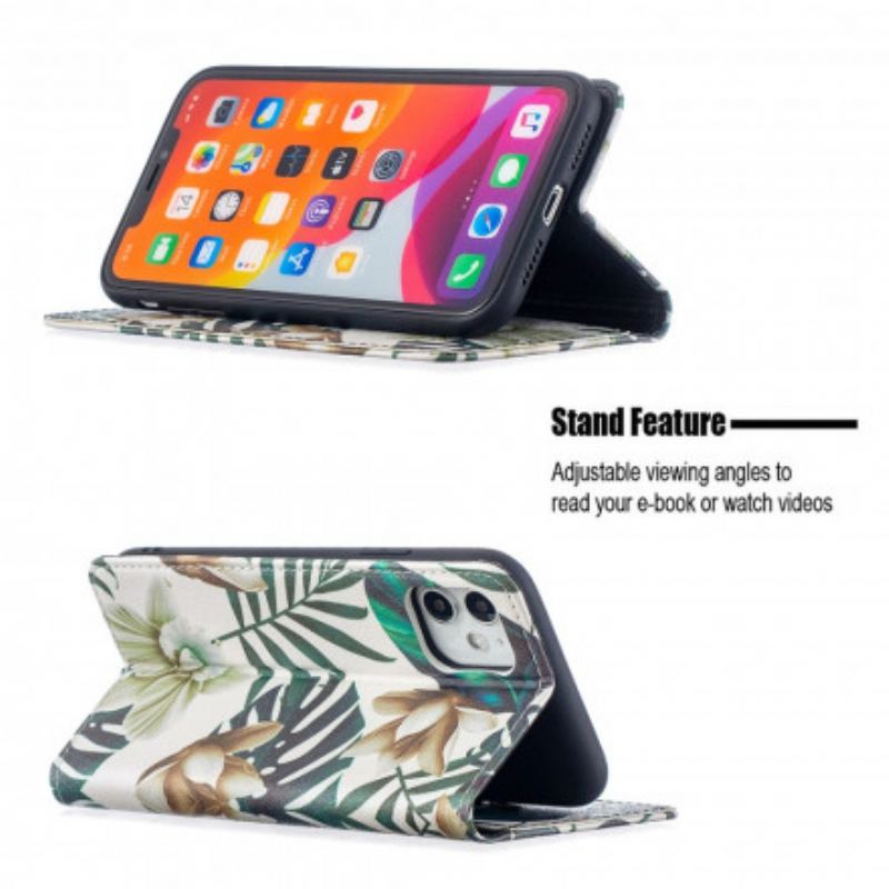 Capa De Celular Para iPhone 11 Flip Folhas