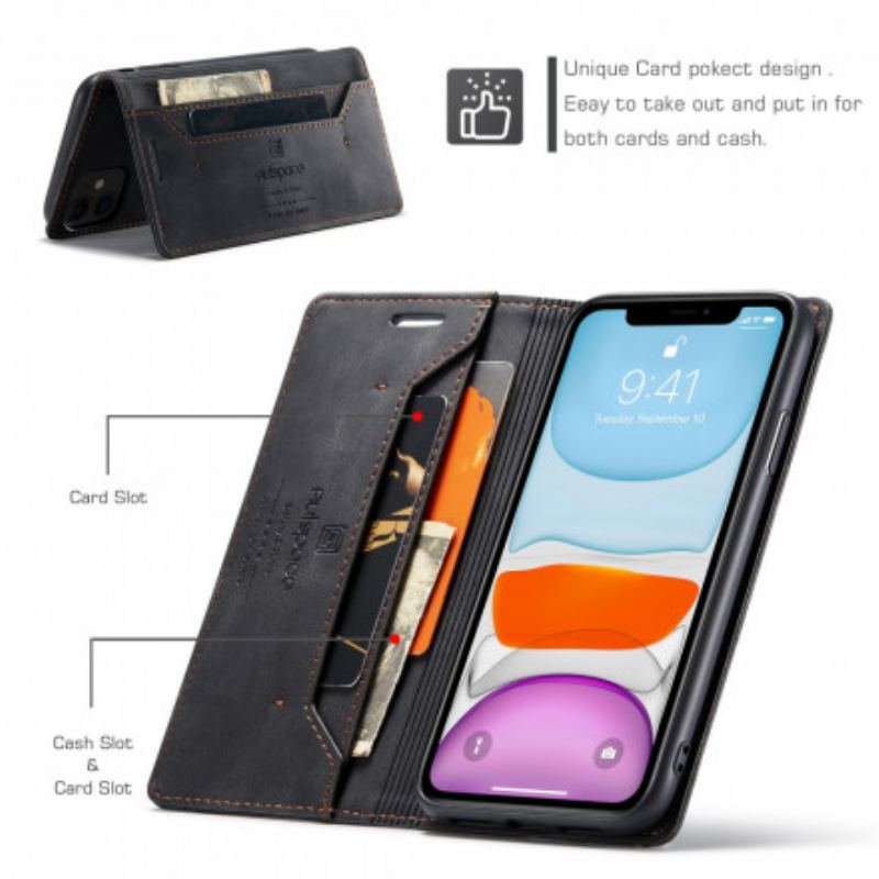 Capa De Celular Para iPhone 11 Flip Tecnologia Rfid Com Efeito De Couro