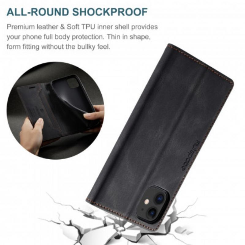 Capa De Celular Para iPhone 11 Flip Tecnologia Rfid Com Efeito De Couro