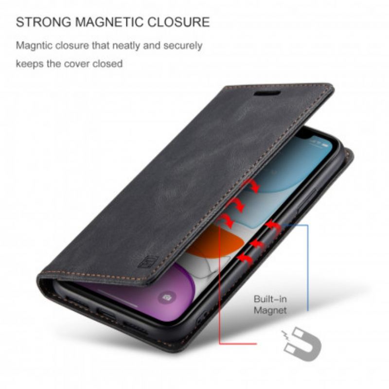 Capa De Celular Para iPhone 11 Flip Tecnologia Rfid Com Efeito De Couro