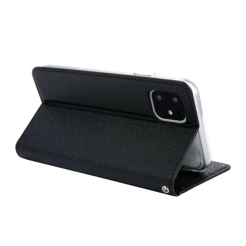 Capa De Celular Para iPhone 11 Flip Textura De Seda Com Efeito De Couro