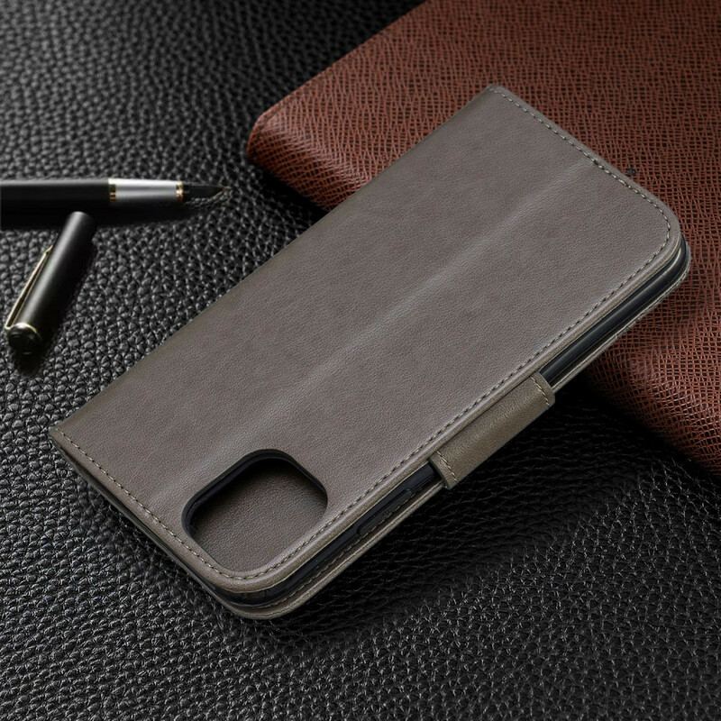 Capa De Couro Para iPhone 11 De Cordão Strappy Estampado Borboletas