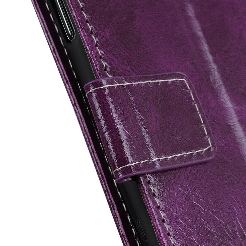Capa De Couro Para iPhone 11 Costura Com Efeito De Couro Retrô