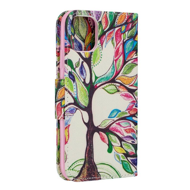 Capa Flip Para iPhone 11 Árvore Colorida
