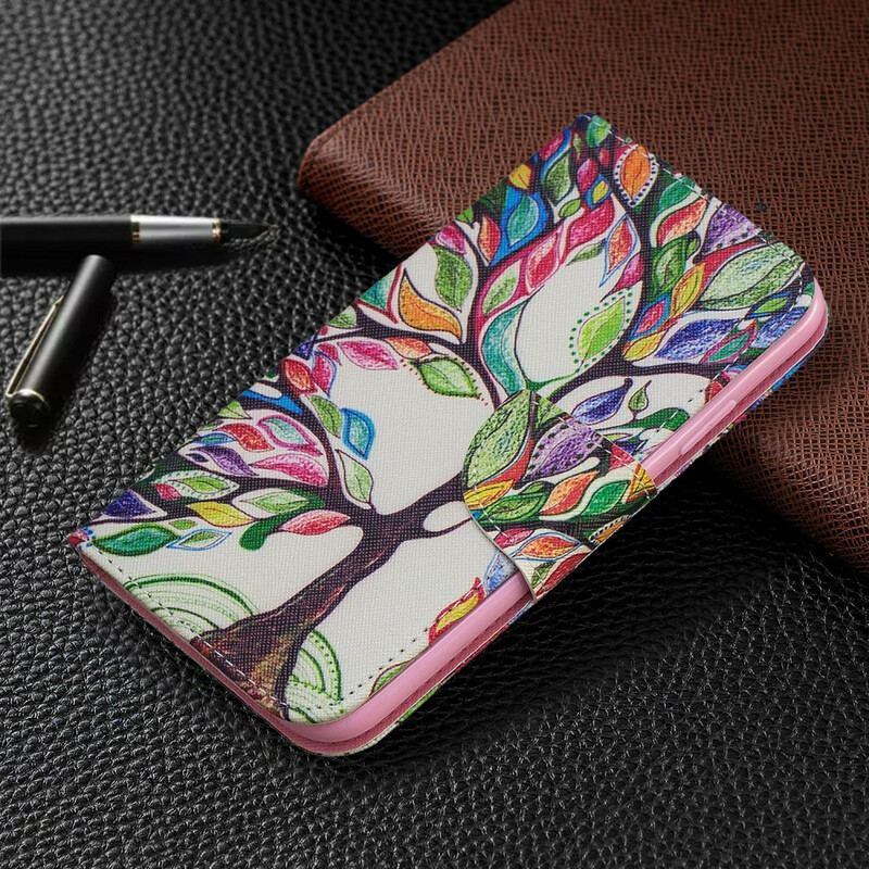 Capa Flip Para iPhone 11 Árvore Colorida