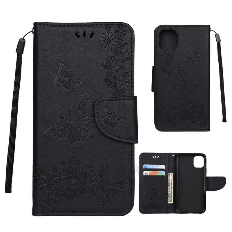 Capa Flip Para iPhone 11 De Cordão Borboletas Esplêndidas