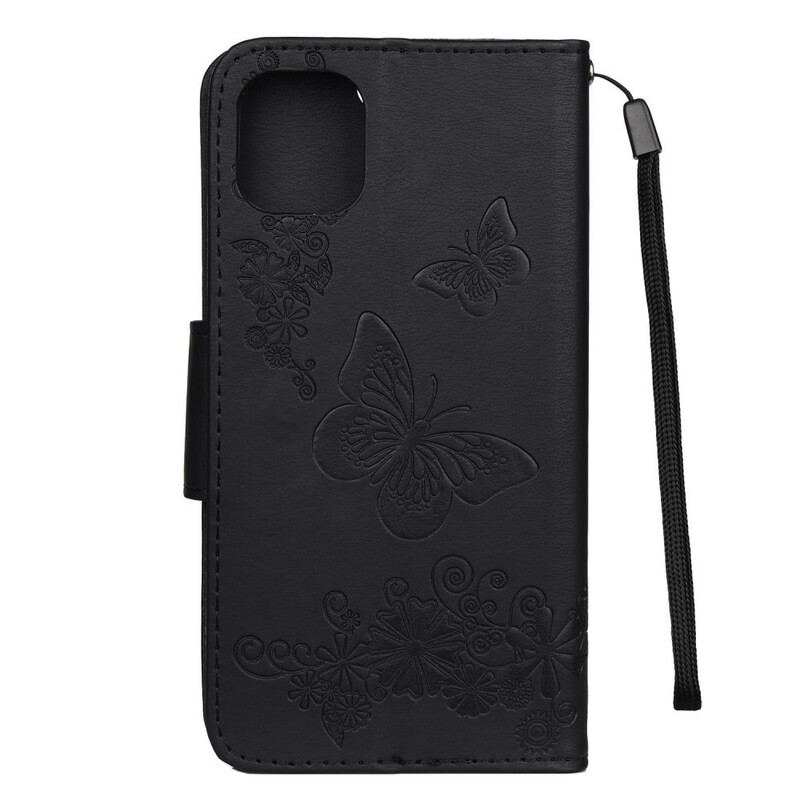 Capa Flip Para iPhone 11 De Cordão Borboletas Esplêndidas
