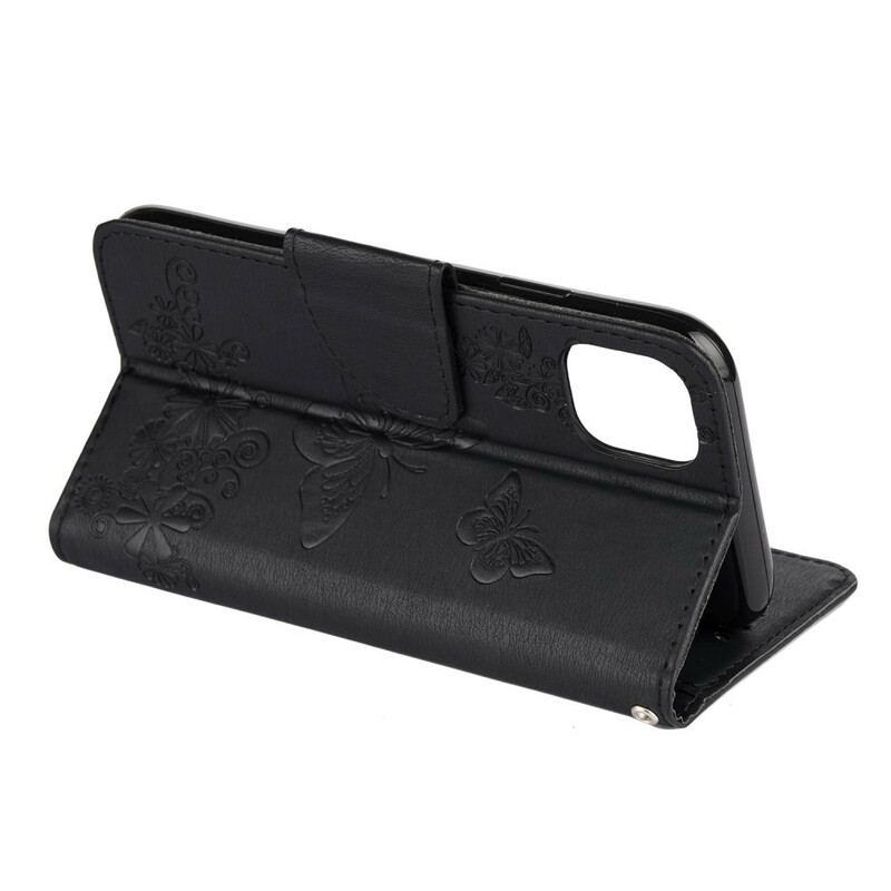 Capa Flip Para iPhone 11 De Cordão Borboletas Esplêndidas