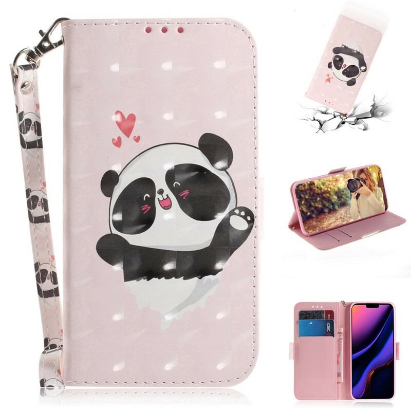 Capa Flip Para iPhone 11 De Cordão Panda Love Com Cordão