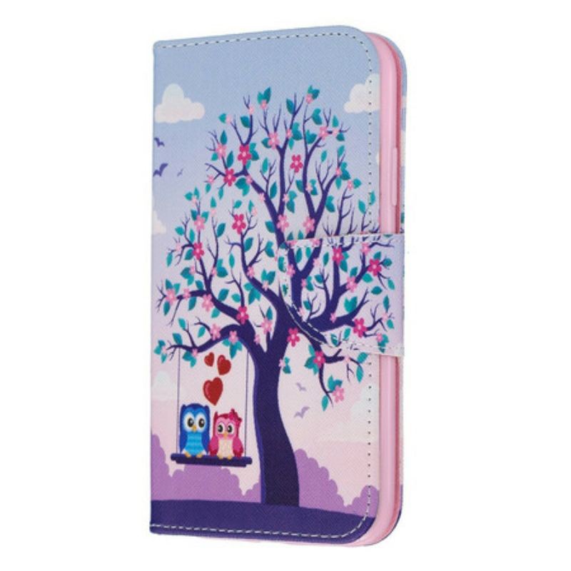 Capa Flip Para iPhone 11 Corujas No Balanço