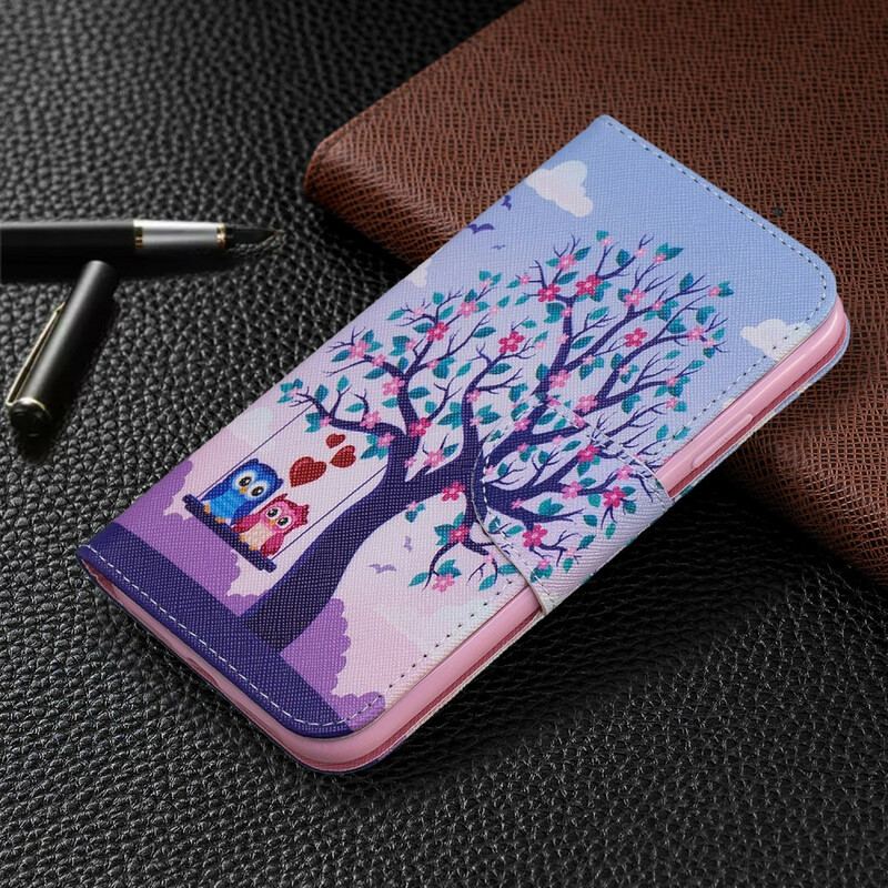 Capa Flip Para iPhone 11 Corujas No Balanço
