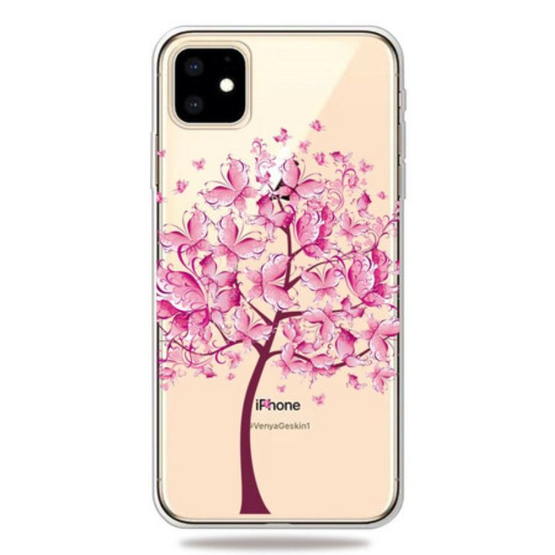 Capa Para iPhone 11 Árvore Cor-de-rosa