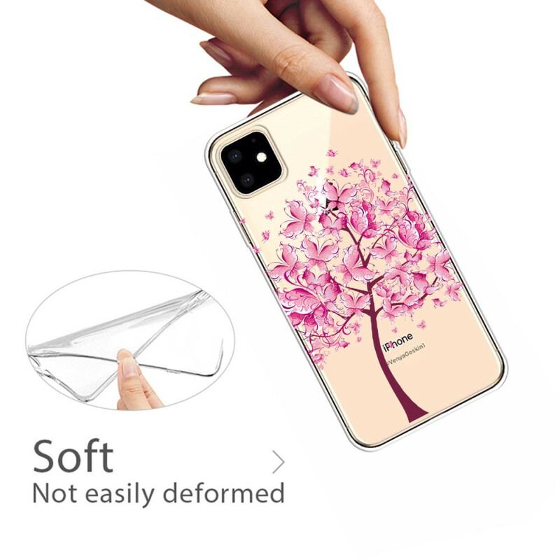 Capa Para iPhone 11 Árvore Cor-de-rosa
