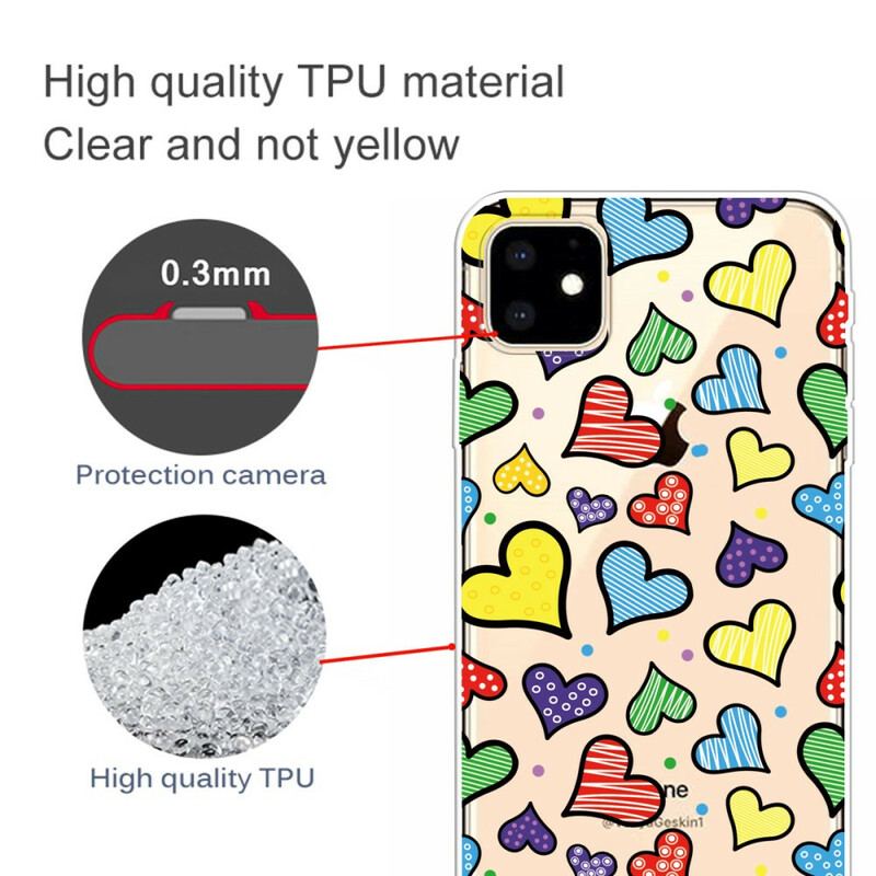 Capa Para iPhone 11 Corações Multicoloridos