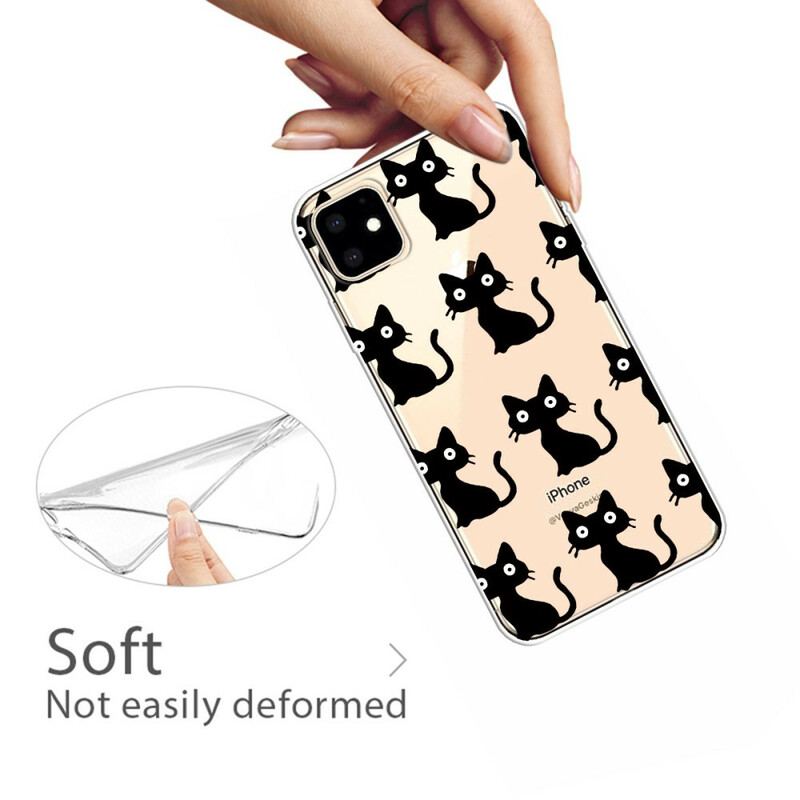 Capa Para iPhone 11 Vários Gatos Pretos