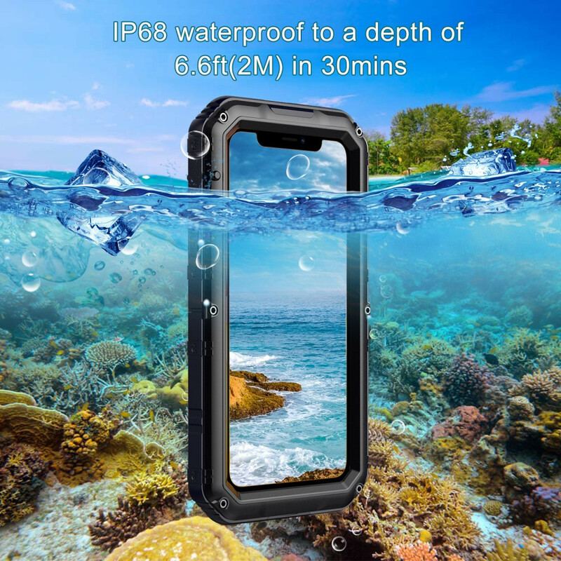 Capa Para iPhone 11 Vidro Temperado À Prova D'água E Metal