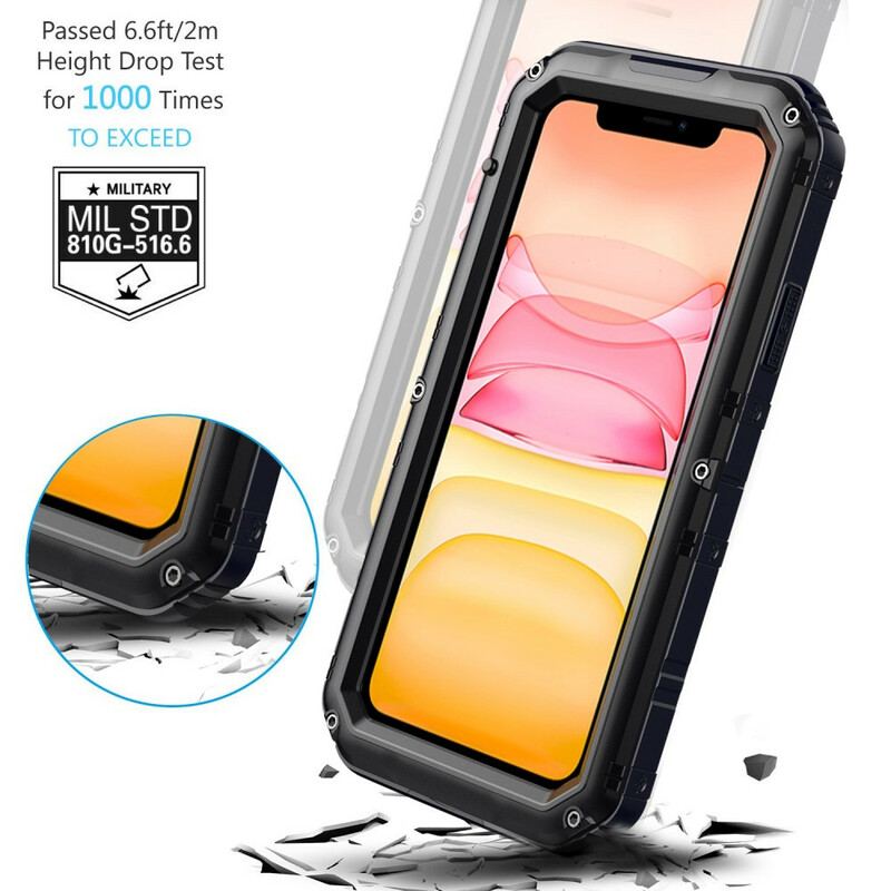 Capa Para iPhone 11 Vidro Temperado À Prova D'água E Metal