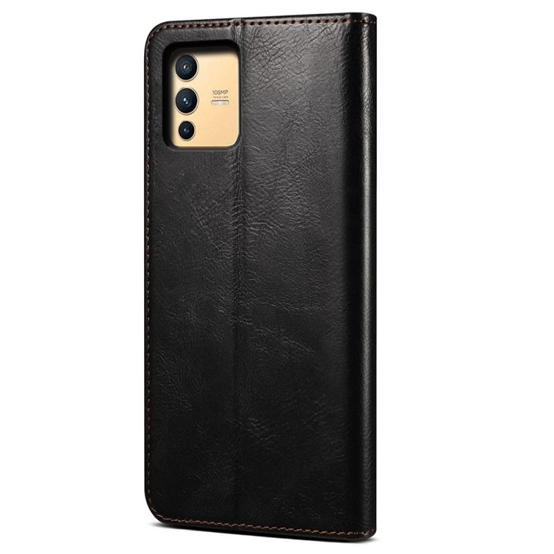 Capa De Celular Para Vivo V23 5G Flip Couro Sintético Encerado