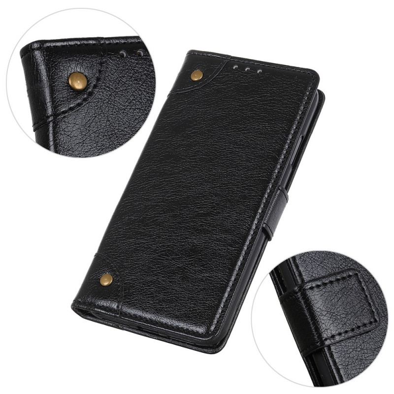 Capa Flip Para Vivo V23 5G Couro Sintético Napa Vintage