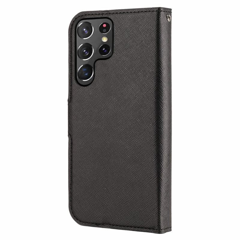 Capa De Celular Capa Em Pele Para Samsung Galaxy S22 Ultra 5G Texturizado Com Destacável