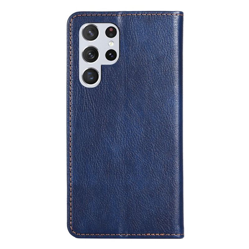 Capa De Celular Para Samsung Galaxy S22 Ultra 5G Flip Costura De Couro Falso