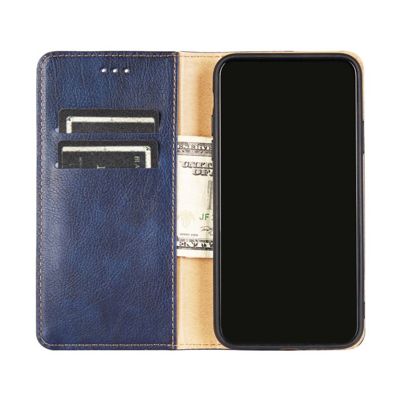Capa De Celular Para Samsung Galaxy S22 Ultra 5G Flip Costura De Couro Falso