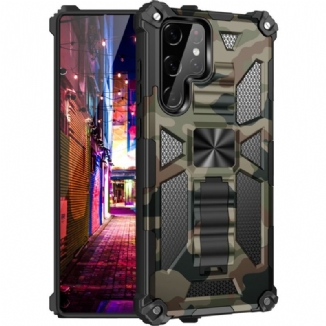 Capa De Celular Para Samsung Galaxy S22 Ultra 5G Suporte Removível De Camuflagem
