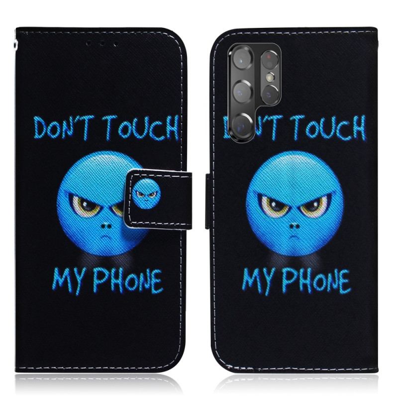 Capa De Couro Para Samsung Galaxy S22 Ultra 5G Emoji Telefone