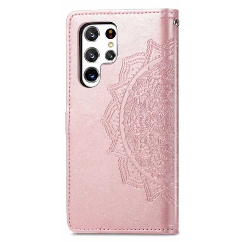 Capa De Couro Para Samsung Galaxy S22 Ultra 5G Mandala Idade Média