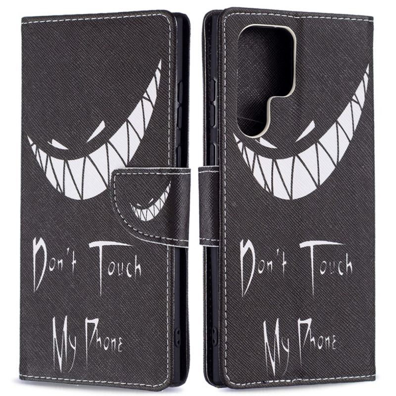 Capa De Couro Para Samsung Galaxy S22 Ultra 5G Telefone Do Diabo