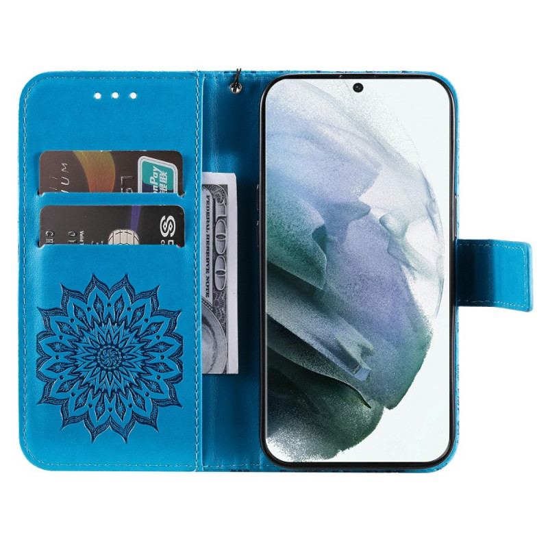 Capa Em Pele Para Samsung Galaxy S22 Ultra 5G Flor Do Sol