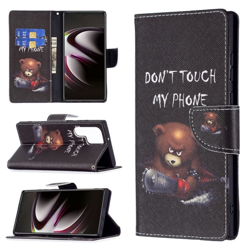 Capa Em Pele Para Samsung Galaxy S22 Ultra 5G Urso Perigoso