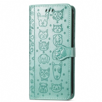 Capa Flip Para Samsung Galaxy S22 Ultra 5G Animais Animados