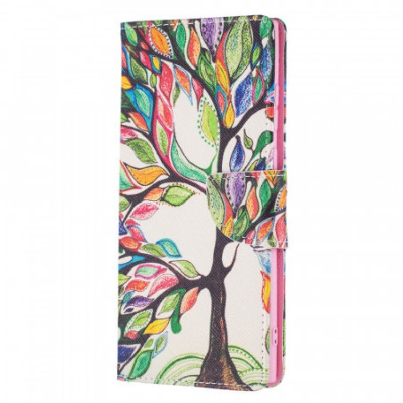 Capa Flip Para Samsung Galaxy S22 Ultra 5G Árvore Colorida