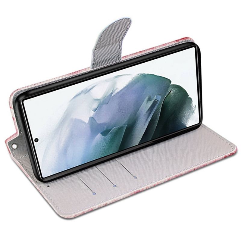 Capa Flip Para Samsung Galaxy S22 Ultra 5G Dedo Coração