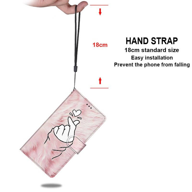 Capa Flip Para Samsung Galaxy S22 Ultra 5G Dedo Coração