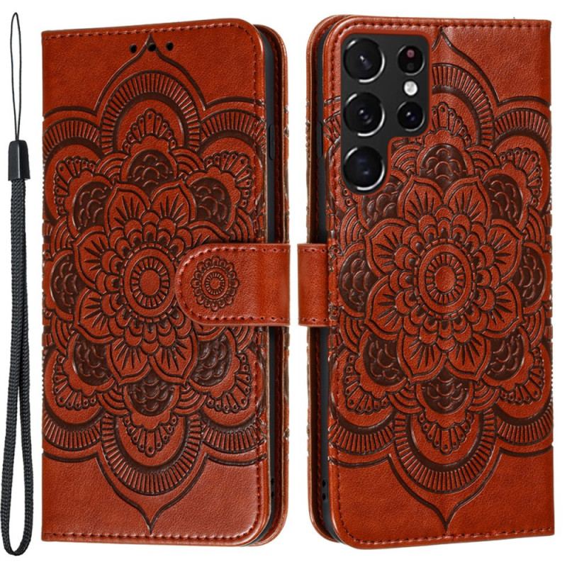 Capa Flip Para Samsung Galaxy S22 Ultra 5G Mandala Completa