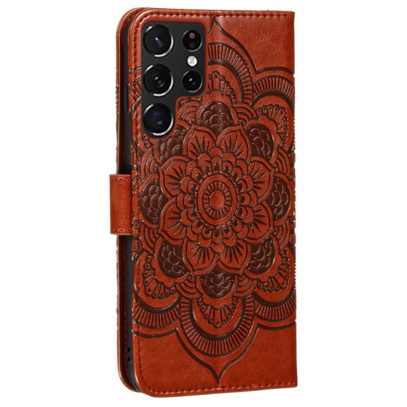 Capa Flip Para Samsung Galaxy S22 Ultra 5G Mandala Completa