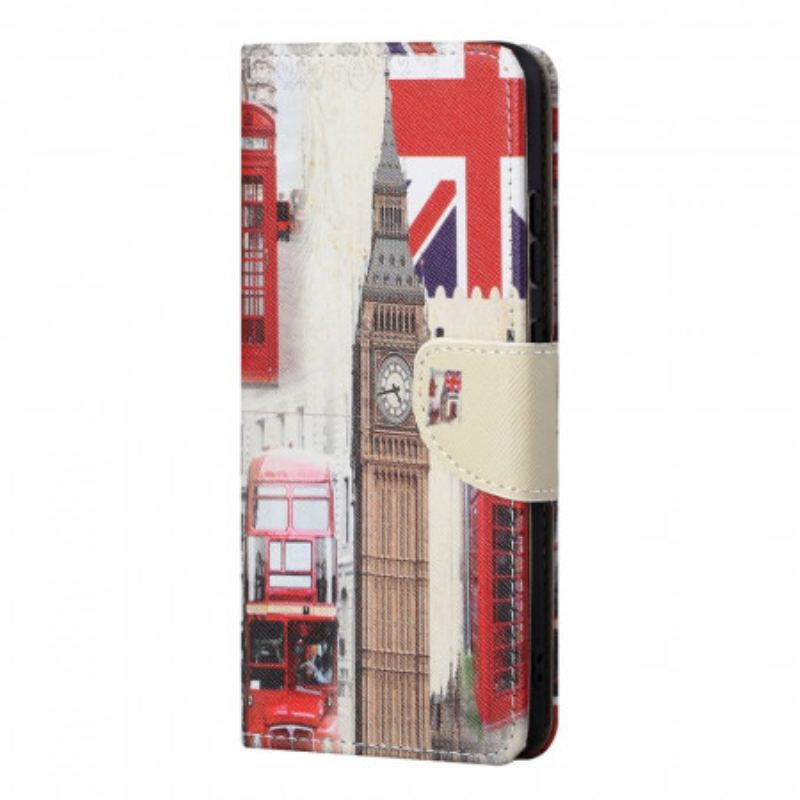 Capa Flip Para Samsung Galaxy S22 Ultra 5G Vida Em Londres